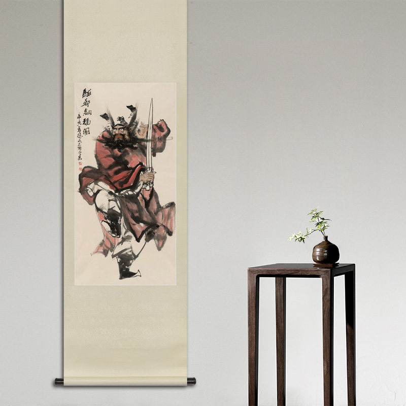 竖幅写意水墨人物国画钟馗纳福画像书房玄关中式画轴卷轴画框挂画