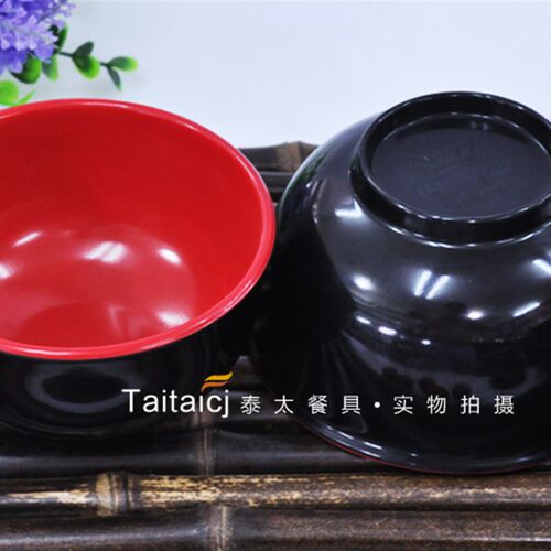 10个特大号味千拉面碗红黑双色碗密胺碗仿瓷密胺餐具火锅麻辣烫碗