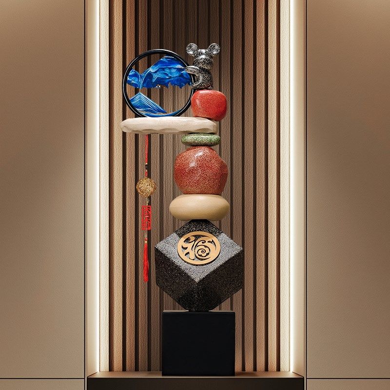 入户门玄关时来柜转石视花瓶摆件家居饰品客厅电头运细长高工艺品