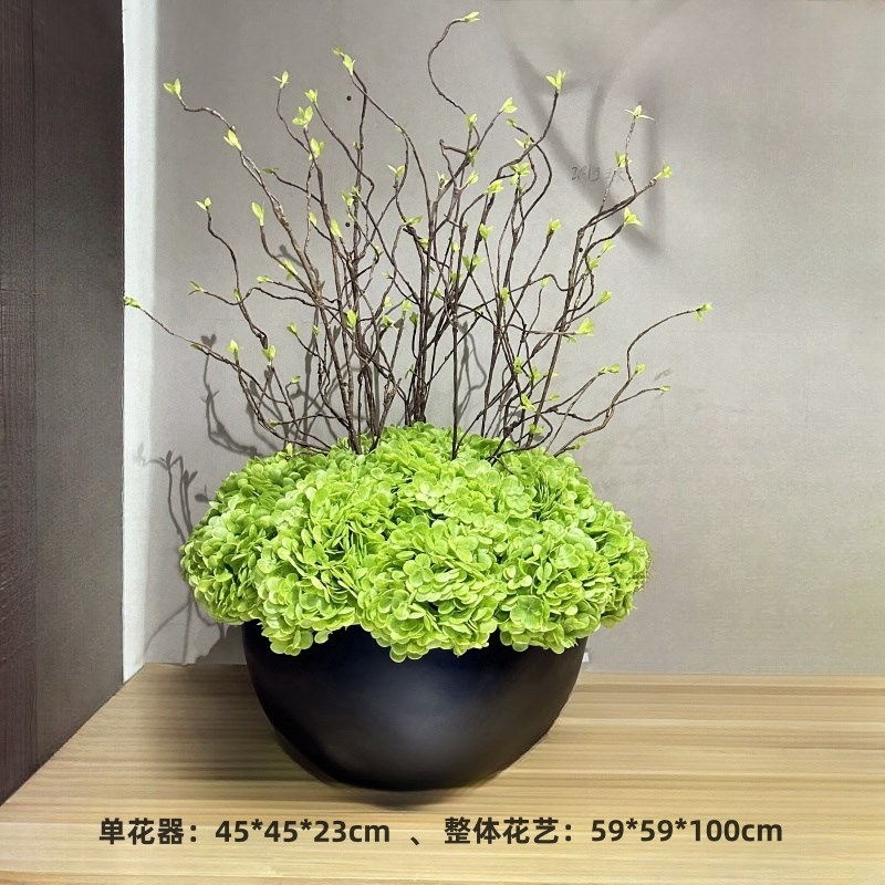 大型落地酒店大堂仿真花摆件 餐厅会所玄关圆桌瓶花插花软装饰品