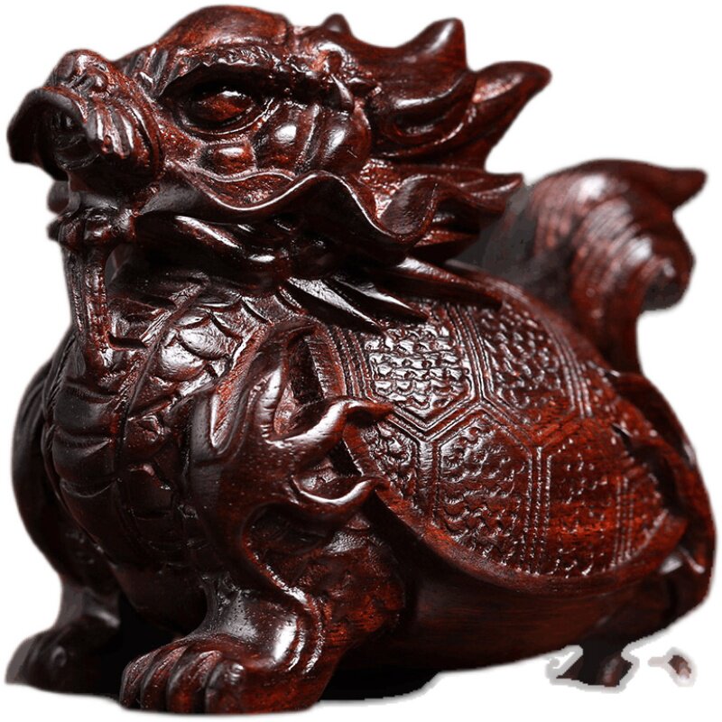 天然紫檀玉檀绿檀木战转龙龟木雕手把件摆件甲运文玩招财小摆件