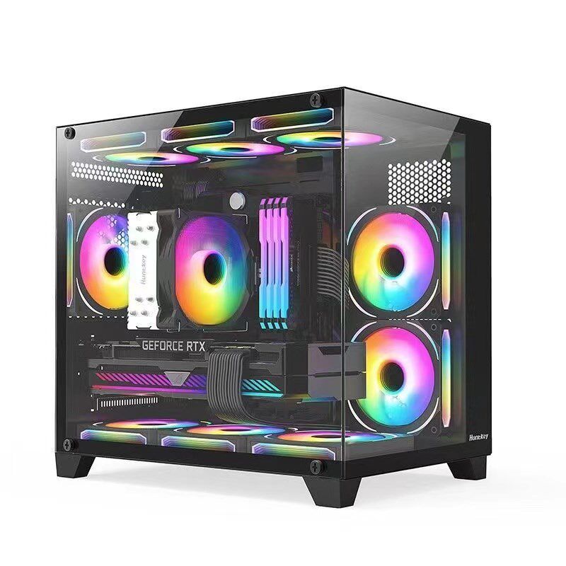 S9箱立暴风雪S960无0柱海景房电脑机2主机matx水冷白色游戏