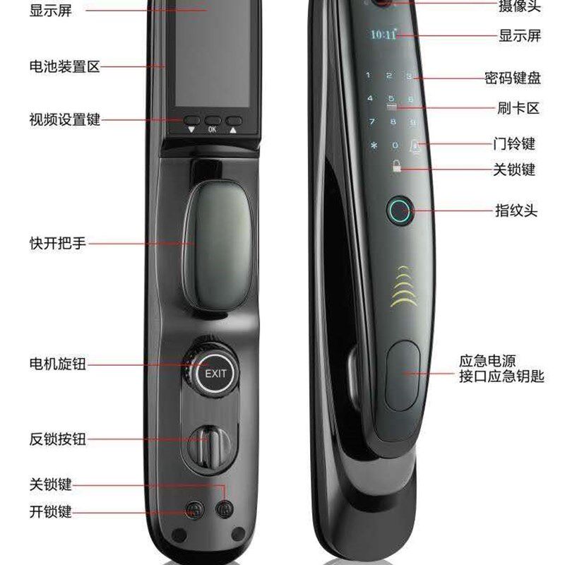 迈巴赫人脸识别全自动指纹锁用家防盗门智能密头锁猫眼摄像码电子