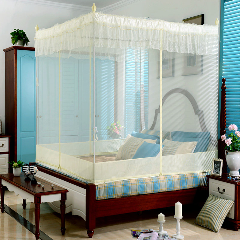 挪开蚊帐床亚门无底不锈钢支架拉链式方帐方顶加密学生蚊帐坐三式