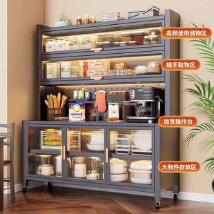 家居岩板厨房置物架餐边储物落地多层微波炉多功能收纳碗柜橱柜子