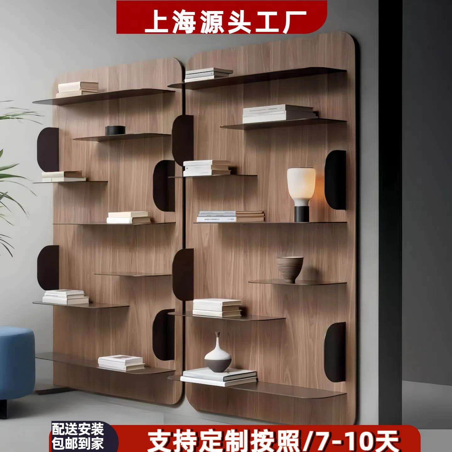 北欧烤漆实木书柜书架家用一体靠墙置物架落地书柜壁挂式书橱整装