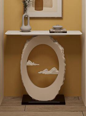 意式玄关柜现代轻奢高档白色创意设计师款玄关台超窄大理石玄关桌