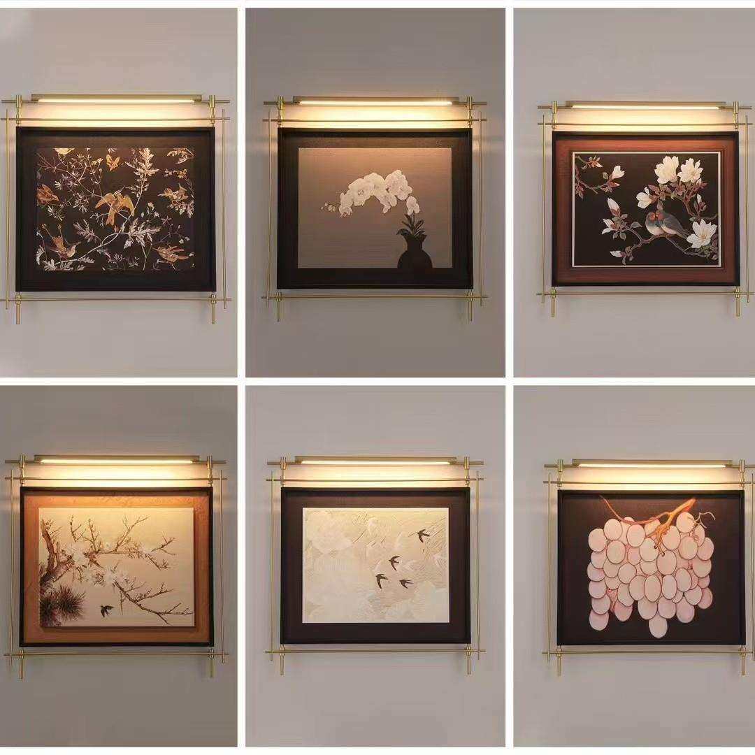 中古风壁灯法式复古灯客厅挂画灯创意宋式美学入户玄关装饰壁画灯