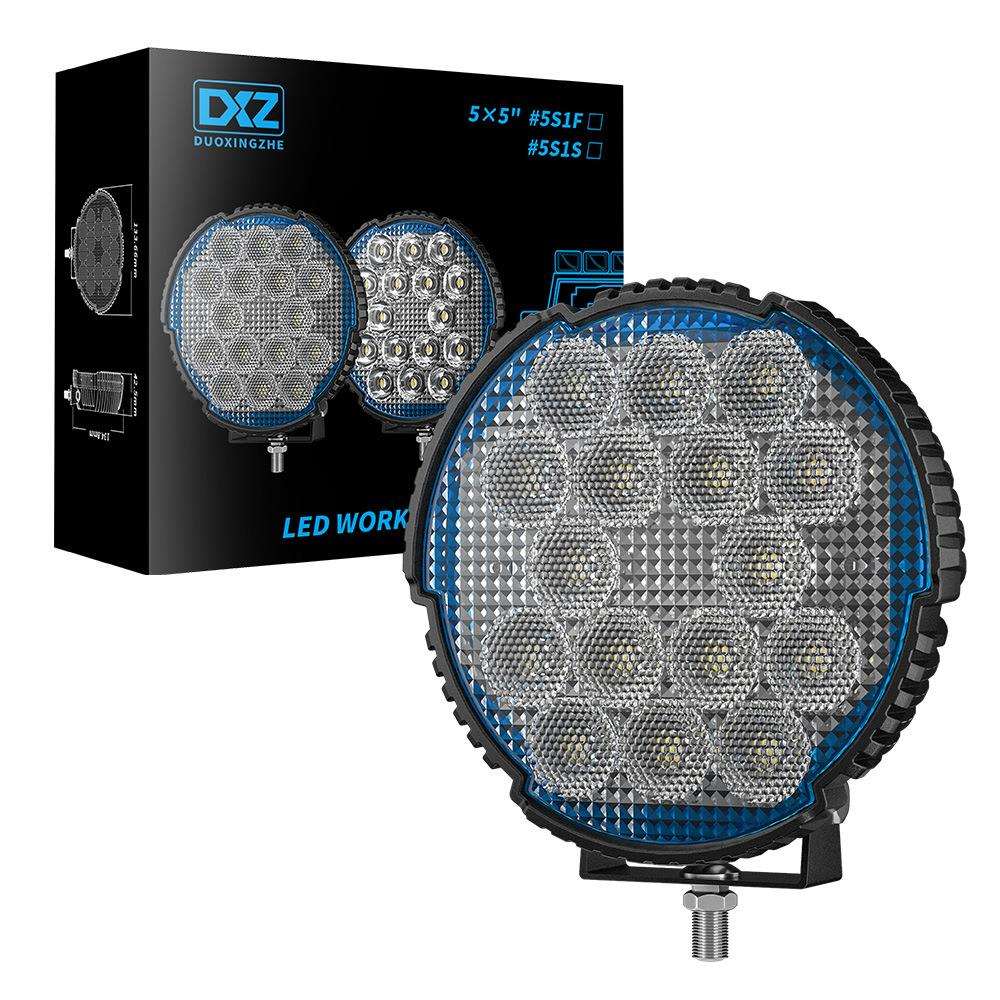 DXZ新品上线5x5''圆形工作灯LED超亮45W泛光越野车射灯工作灯大灯