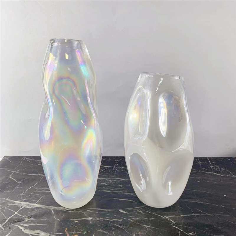 现代彩色玻璃插花瓶摆件样板间餐桌玄关茶售楼处软装饰品花器
