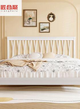 北欧白色实木床卧室1.8大床经济型简约公主床1.2米1.5双人实木床