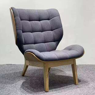 北欧实木布艺设计师猛犸象椅酒店民宿家具休闲单人艺术沙发高背椅