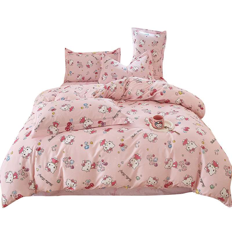 HelloKitty纯棉床上四件套全棉床品女孩儿童宿舍被套床单人三件套