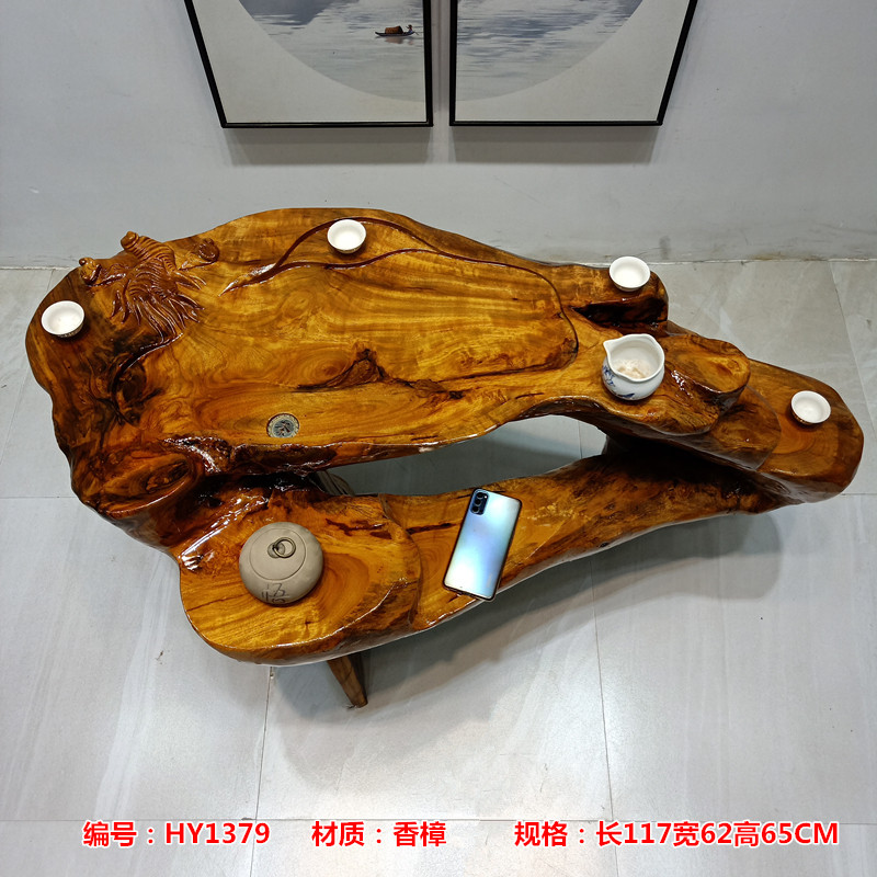 香头木雕大型茶桌椅组合艺术整雕茶台根体树根阳台小茶几原木樟桩