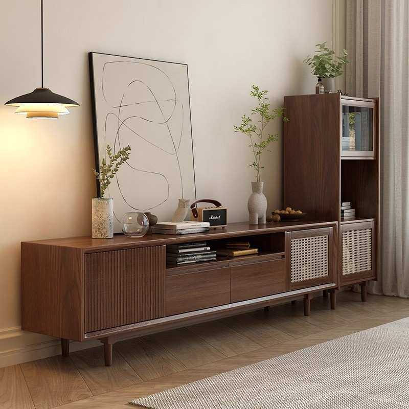 2026新款中古风全实木客厅卧室电视柜小户型家用收纳柜储物柜一体