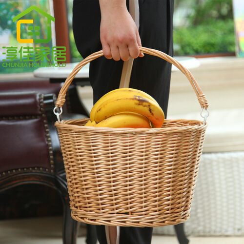 藤编购物篮野餐佳竹篮子柳编手篮篮水果篮礼品篮淳提家居菜篮子