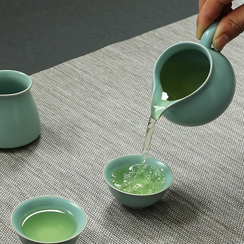 还瓷汝陶公道杯单个汝窑茶海分茶器真瓷家用功夫茶具可养开片冰裂