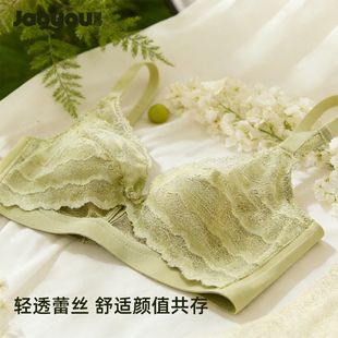 蕉柚法式 胸罩 蕾丝大胸显小超薄兔耳朵内衣女无痕性感文胸聚拢大码