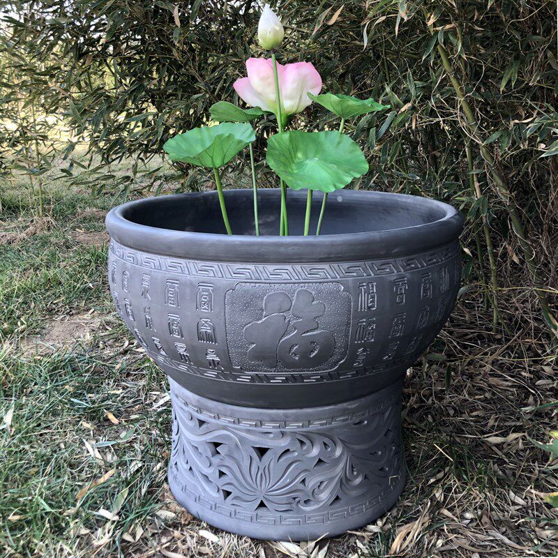 老北京鱼盆生态鱼缸乌龟福百缸盆陶瓷盆缸荷花缸睡莲鱼乌龟缸泥盆