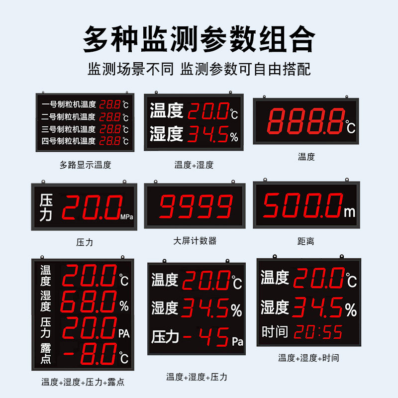 大屏幕温湿度计显示器温度计表变送器工业用大屏车间工厂库房家用