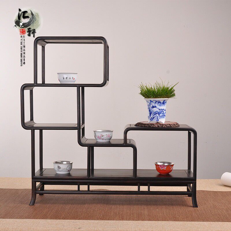 展景植收物纳架展示架实木多宝格茶具盆架微型展示博古架摆件底座