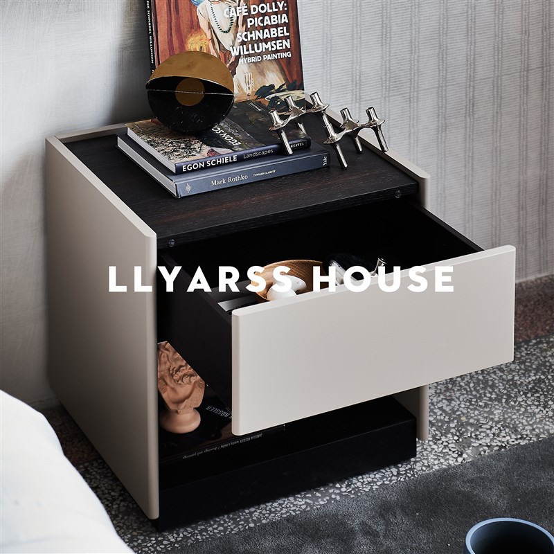 LLYARSS/床头柜/意式极简/50cm/烤漆+烟熏橡木饰面/DJ
