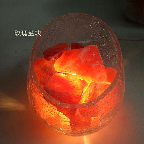 水晶盐灯 喜马拉雅欧式装饰小台灯创意时尚卧室冰裂玻璃床头夜灯