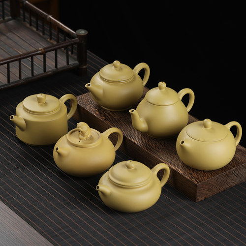黄段泥紫砂茶壶纯手工泡茶壶功夫茶具泡茶器球孔家用大容量西施壶