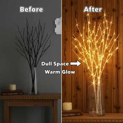 100灯铜线灯2枝白桦树80cm高 birch tree lights圣诞仿真树灯