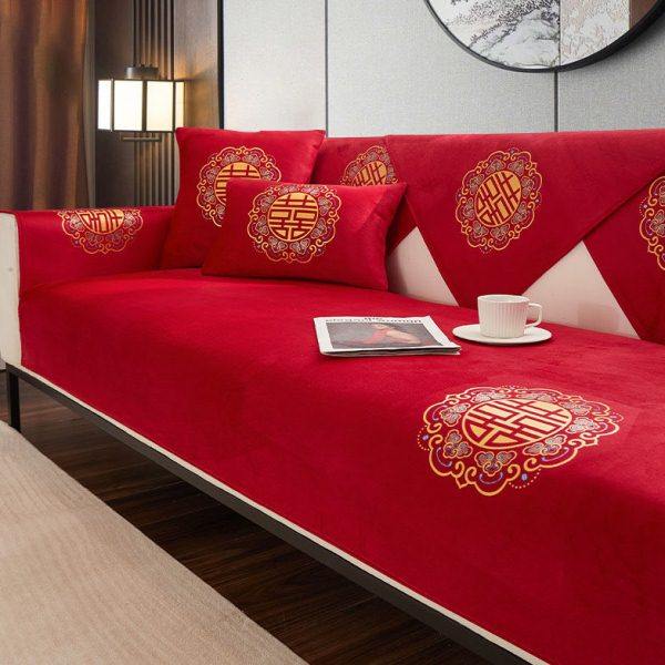喜庆大红色沙发坐垫四季通用结婚婚房装饰布置盖布巾婚庆防滑套罩,居家布艺,沙发垫,淘宝优惠券,粉丝福利购,淘宝优惠卷