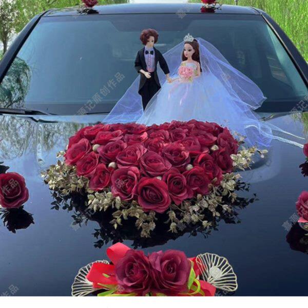 婚车装扮娃娃插件主婚车头一对娃娃公仔情侣对娃玩偶婚车装饰用品