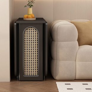 黑色岩板极窄折叠餐桌隐藏椅子小户型客餐厅可移动6人位餐桌带轮