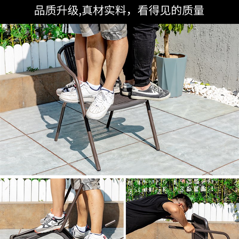 露外桌椅藤椅带伞三件小户天花园铁艺阳台套茶几室外休闲庭院桌椅