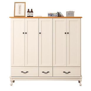 实木衣柜家用卧室储物柜四门大儿容简易收纳柜量童原木小衣橱矮柜