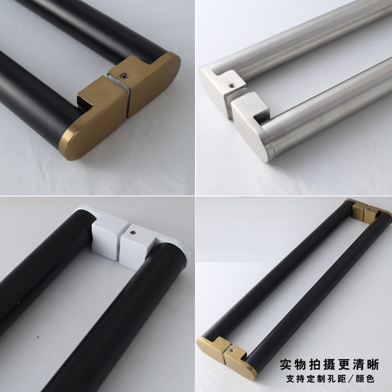 加厚不锈钢玻璃门拉手现代金色拉丝门把手铝合金门大拉手黑色把手