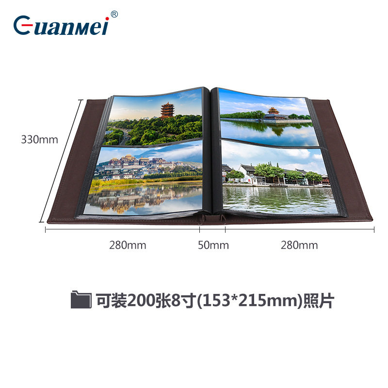 复张皮面手工插页式相册6R8寸200古家庭童宝儿宝成长记录相簿影集