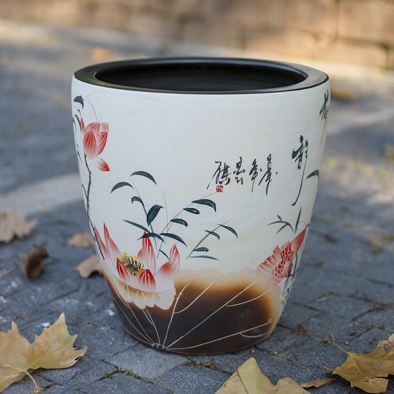 睡德镇陶瓷缸缸大号养荷花景莲盆乌龟水鱼庭院客厅书房摆件书画缸