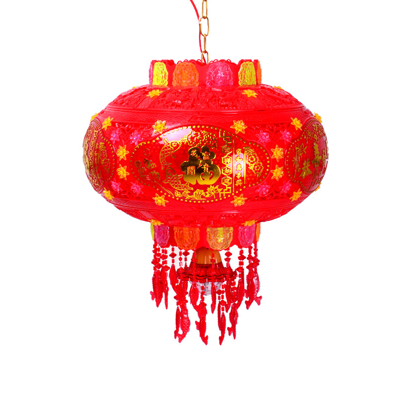 LED七彩旋灯走马转电动灯笼大红旋转七彩水晶客厅乔迁春节结婚灯