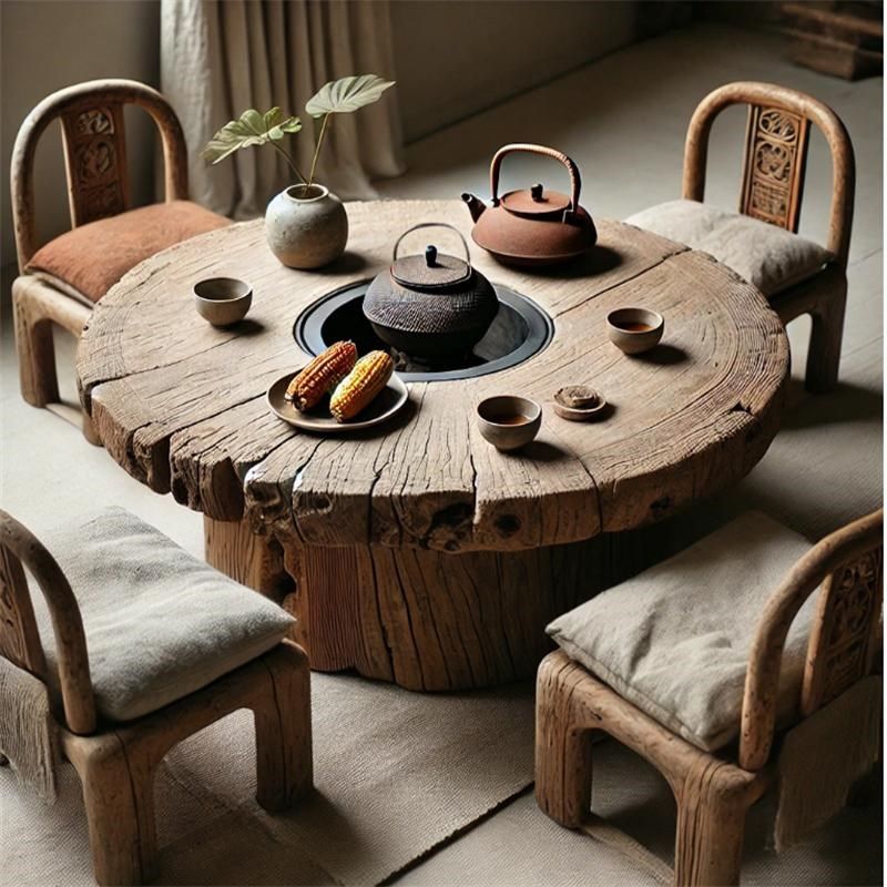 围炉煮茶2024新款 煮茶烧烤烤火炉套装 冬日围炉煮茶圆桌子家用