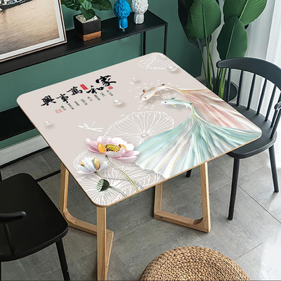 布中式大小方桌桌新餐桌垫床头柜盖布P油C防水防V免洗正方形桌垫