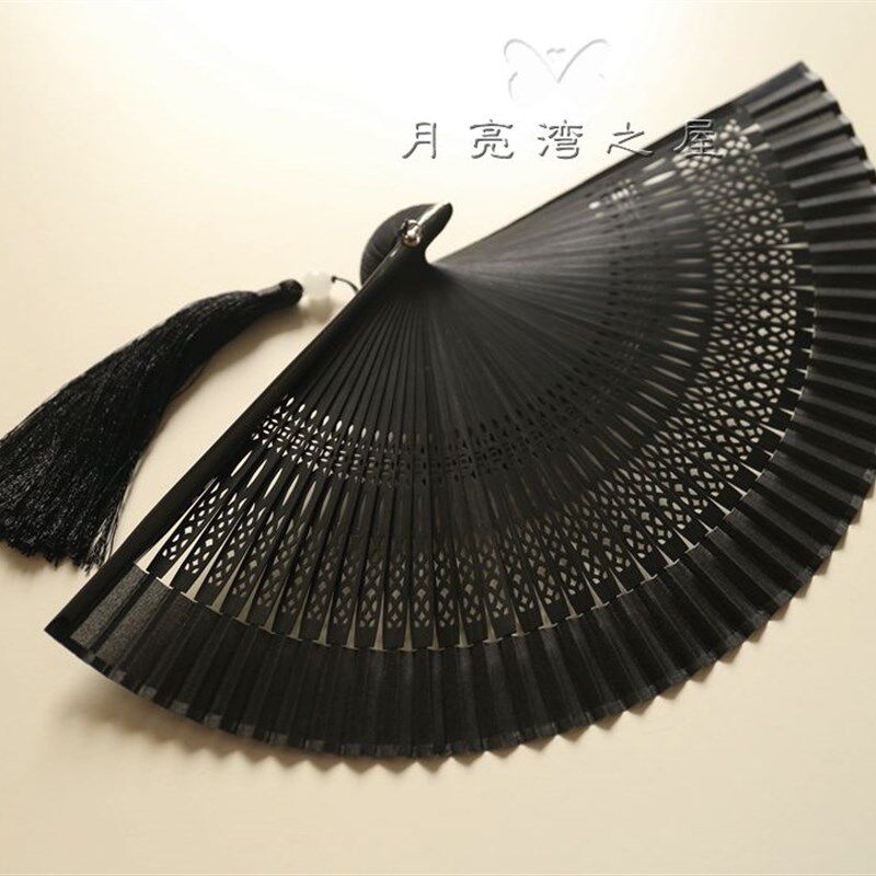 月亮扇 丝美纯色5寸女扇真扇布扇夏季方便携带小扇子日用精迷你扇