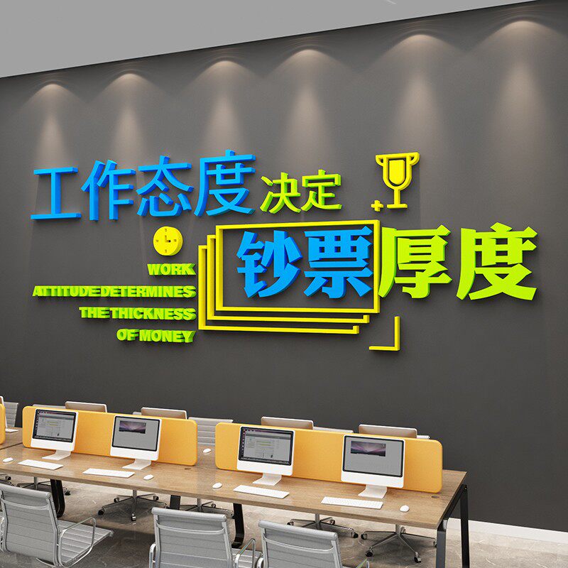企业文化办公室墙面贴装饰会议员工销售团队激励志标语纸公司背景