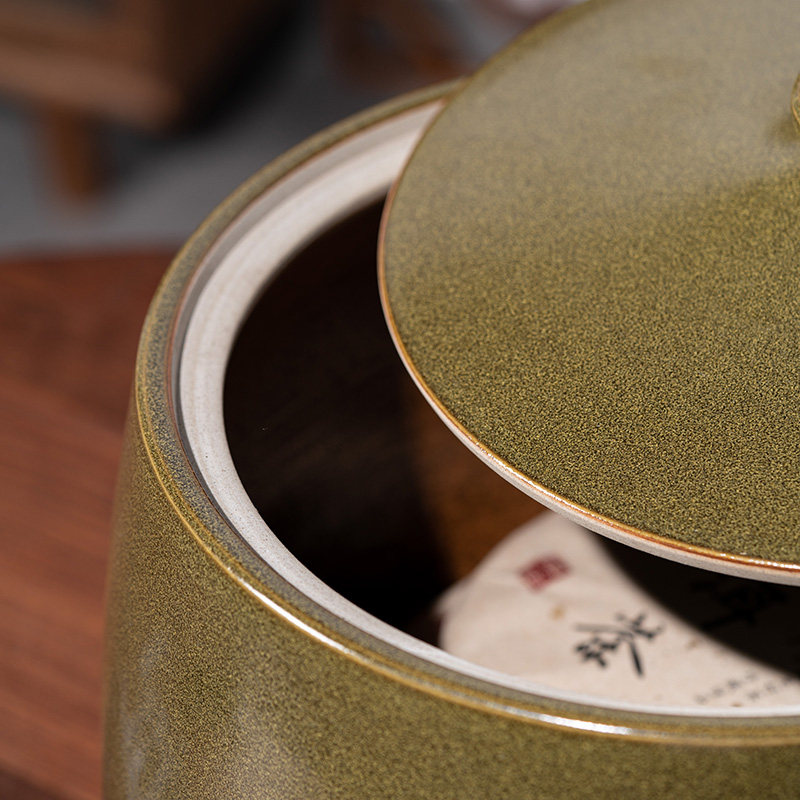 茶缸茶叶罐大号陶瓷存茶储茶家用密封缸醒茶摆件茶仓茶饼七子饼罐