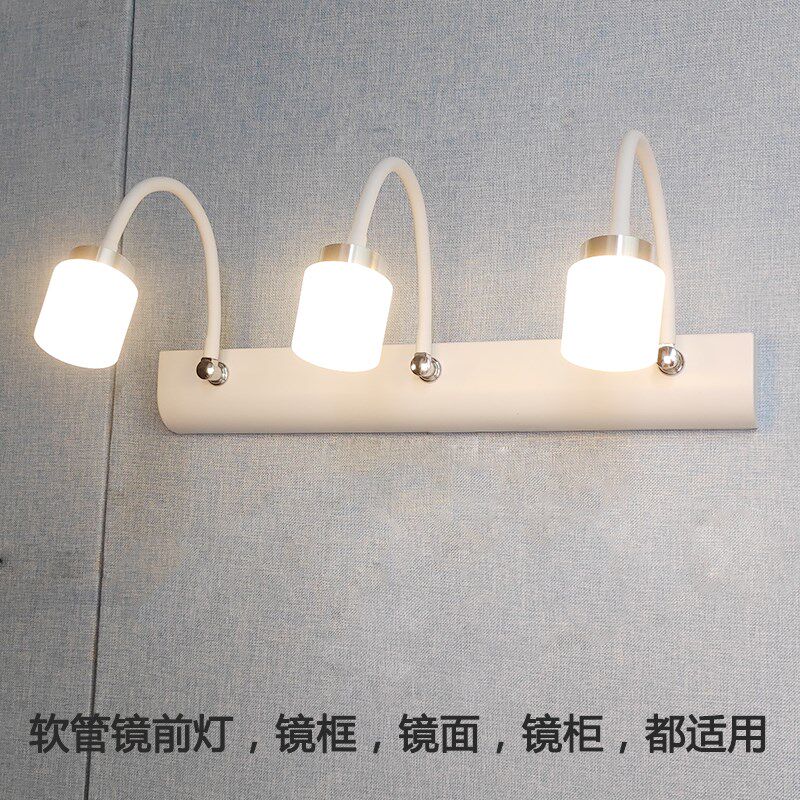 led镜前灯卫打间浴室镜柜洗手间管漱台镜子面防水防雾软洗免生孔
