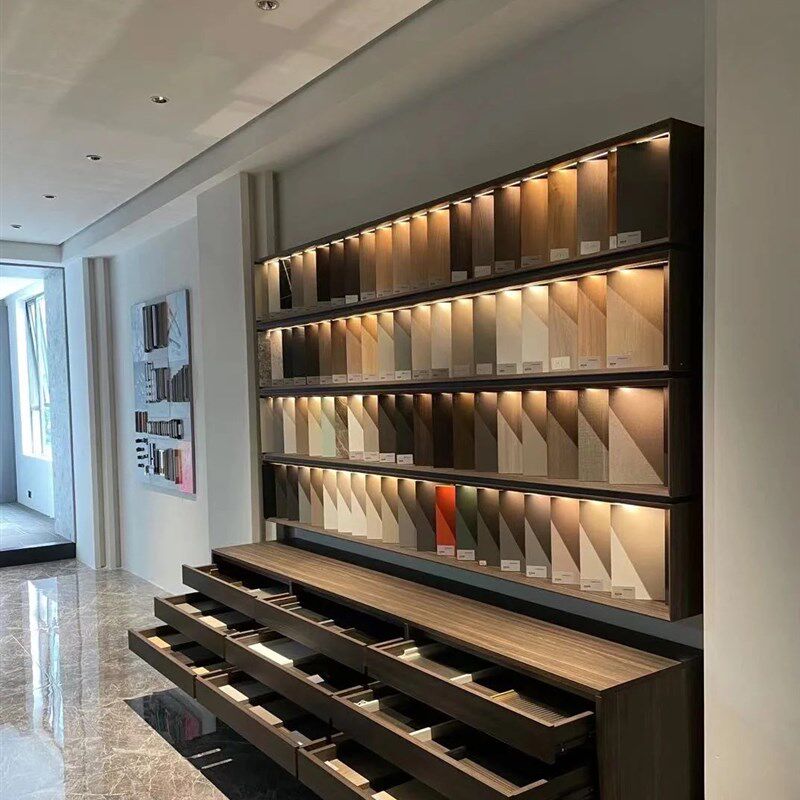 橱柜门板色板板卡展璃样品展示架瓷砖铝扣板生态色石材小样玻示柜