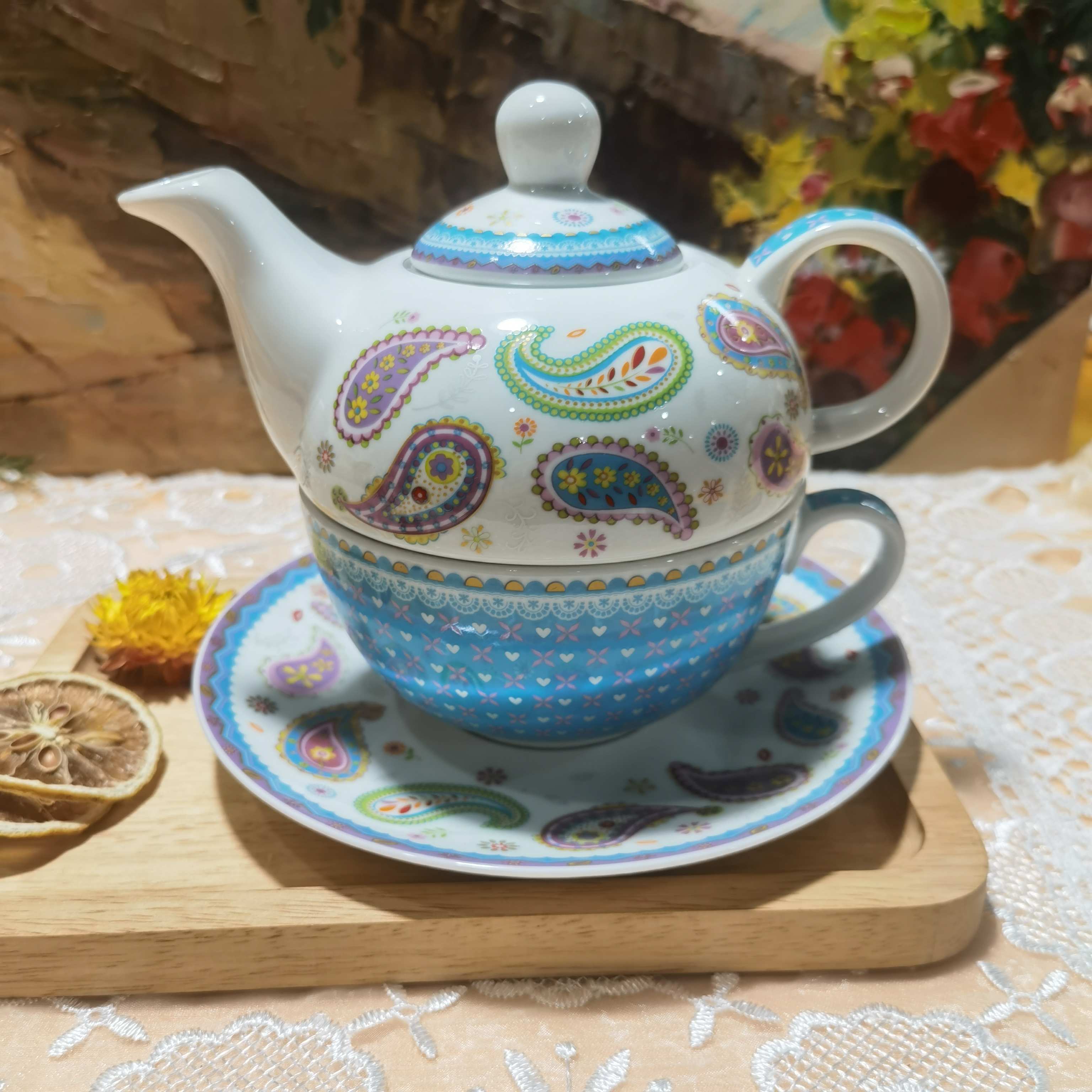 出口孤品尾单陶瓷一壶一杯韩式子母壶一人饮茶壶茶具套装