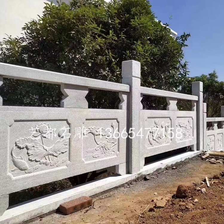 石雕栏杆 花岗岩镂空栏板 河道桥梁护栏 别墅阳台栏杆