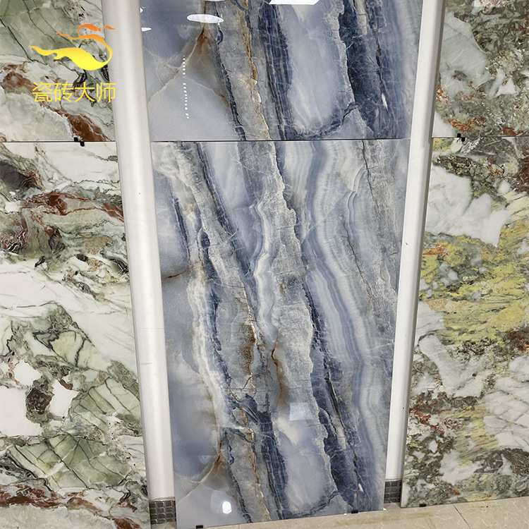 佛山瓷砖蓝色客厅防滑地砖750x1500波利蓝厨卫电视阳台背景墙砖