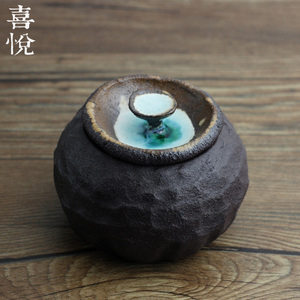 喜悦茶铺 粗陶茶叶罐 全手工普洱醒茶罐 零食罐 古陶储茶器 春满