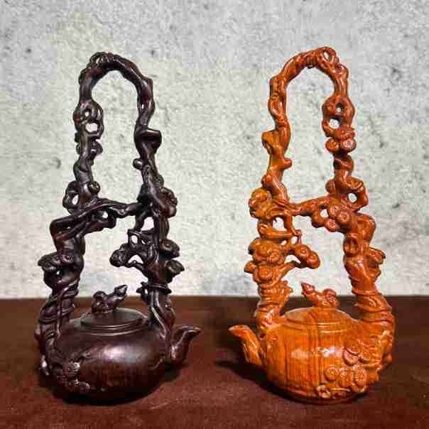 黑檀木雕刻家居博古架提梁壶摆件松鼠茶壶实木创意实木装饰把把壶,3C数码配件,摄像机配件,淘宝优惠券,粉丝福利购,淘宝优惠卷